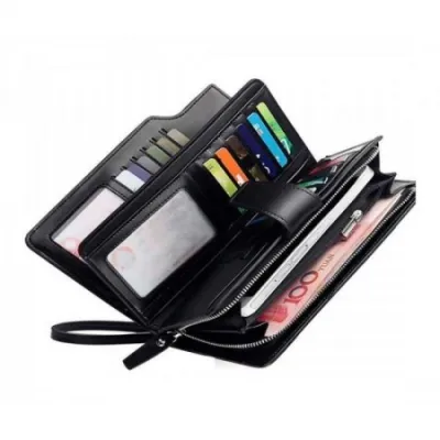 Men & Women PU Leather Receipt Holder Fashion Cash Holder Wallet